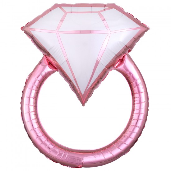 Blush Wedding Ring SuperShape XL Foil Balloons 24"/60cm w x 30"/76cm