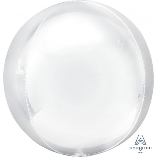 White Orbz XL Packaged Foil Balloons 15"/38cm w x 16"/40cm h G20 - 5 PC