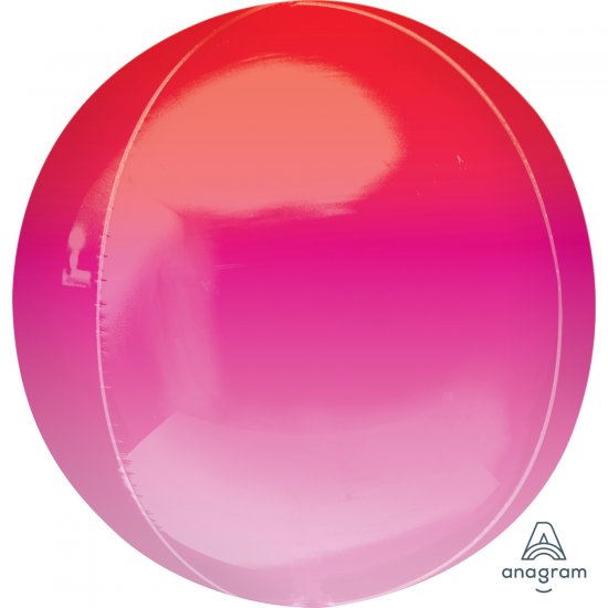 Ombre Red & Pink Orbz Packaged Foil Balloons G20 - 5 PC