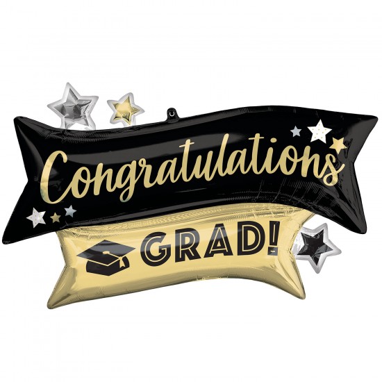 Congratulations Grad Gold & Black SuperShape