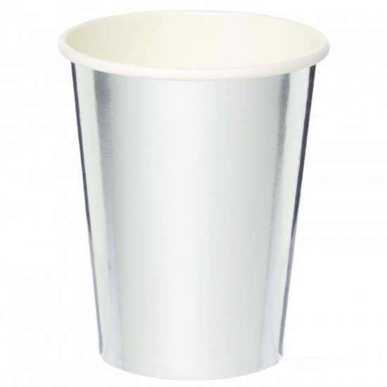 Metallic Silver Paper Cups 250ml - 6 PKG/8
