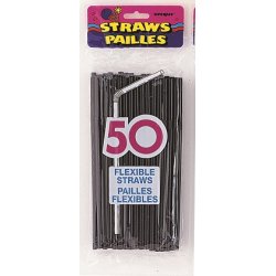 50  Midnight Black Designer Flex Straws